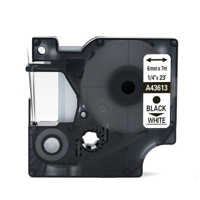 China 6mm COMPATIBLE A43613 Black On White Ribbon Label Printer Compatible For Dymo D1 Tape for sale