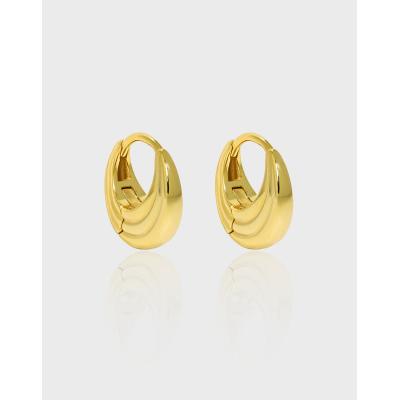 China Waterproof 925 Sterling Silver Fine Jewelry Ripple Circles In Gold Plated Earrings Water Droplets Huggie Earrings For Women for sale