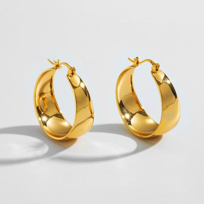 China Characteristic Statistical Fashion 18K Gold Earrings Trendy Big Gold Plated Chunky Hoop Earrings For Women for sale