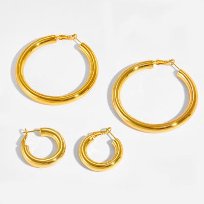 China FASHIONABLE Color Hollow Preservation 18K Gold Metal Wire 6mm Circle Brass Earrings Copper Jewelry For Women for sale