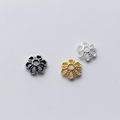 China Jewelry Making Handmade S925 Sterling Silver Hollow Six-Petal Flower 6MM Bead Holder DIY Bead Cap Jewelry Accessories Wholesale for sale