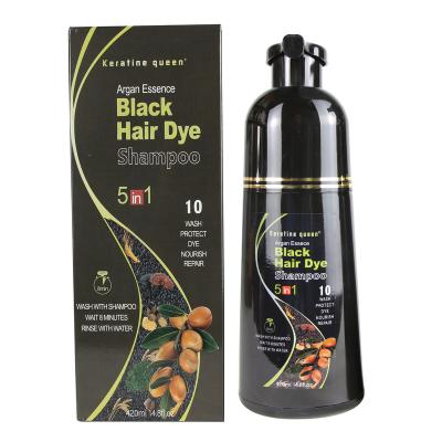 China Hot Selling 2021 Home Hair Dye 5 in 1 Hair Dye Brown Hair Dye Natural White Color Hair Dye To Black Brown Shampoo 400ml for sale