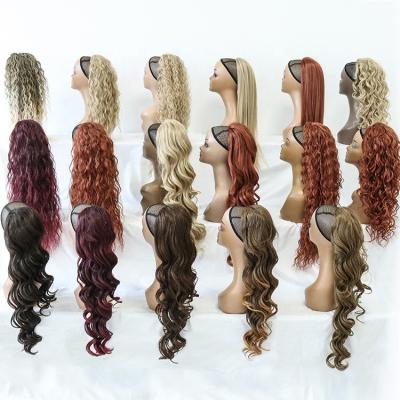 China High Quality Synthetic Pony Tails Extensions Drawstring Hair Long Ombre Hair Ponytails X-Ring Wig Wholesale Brazilian Curly Wave Wave for sale