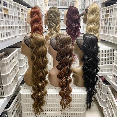 China Natural Extensions Pony Tail Synthetic Hair High Quality Brazilian Afro Curly Long Wig Drawstring Ponytails X-Ring Hair Wholesale for sale