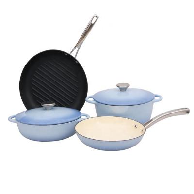 China New Design Enamel Luster Cookware Z-Type Sustainable Cast Iron Lightweight Enameled Cast Iron Cookware for sale