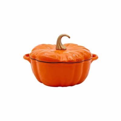 China Sustainable Popular Pumpkin Shaped Cast Iron Enamel Soup Pot for sale