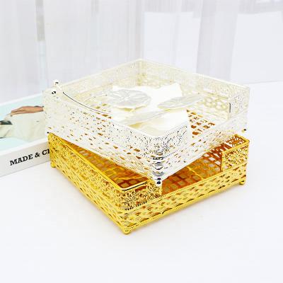 China Eco-friendly Metal Dining Table Napkin Holder Iron Wire Tissue Box Holders For Kitchen Restaurant for sale