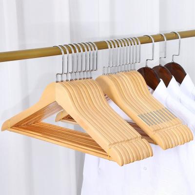 China Modern Wholesale Wooden Solid Wood Non-slip Cloth Hanger Hanger For Clothing Store for sale