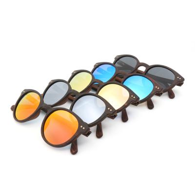 China Fashion Sunglasses DHK2603 Ebony Bamboo Wooden Frame Can Customize UV400 Polarized Lens Wooden Sunglasses for sale