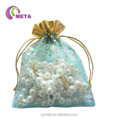 China Recyclable Polka Dot Printed Jewelry Drawstring Pouches, Custom Satin Organza Bags For Package for sale