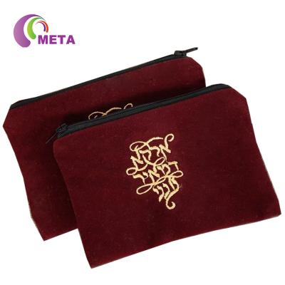 China Custom Personalized Package 2018 Velvet Embroidery Cosmetic Bag for sale