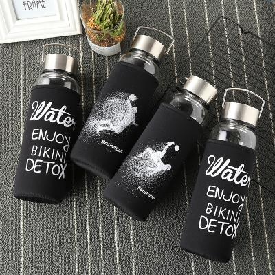 China Lager Capacity Viable 1.2 Liter Stainless Steel Lid Borosilicate Glass Sports Water Bottle for sale