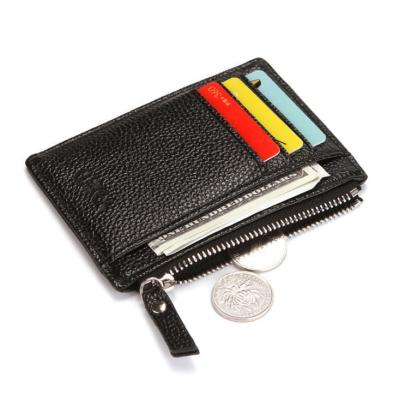 China Custom Credit Card Fashion Leather Wallet Logo Credit Card Holder ID Business Card Wallet With Coin Pocket for sale