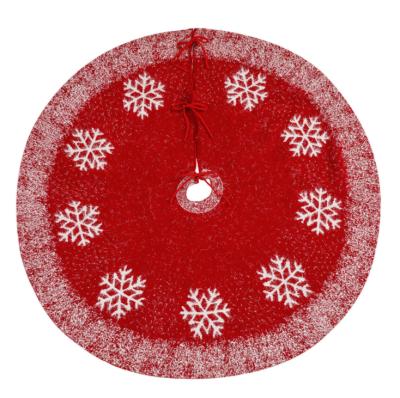 China New Fabric Jacquard Snowflake Tree Skirt Christmas Party New Year Decoration Plush Snowflake Tree Skirt for sale