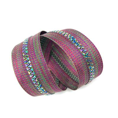 China High Quality Viable Fashion Rainbow Colored Zipper Tape Large Plastic Resin Zipper Rolls for sale