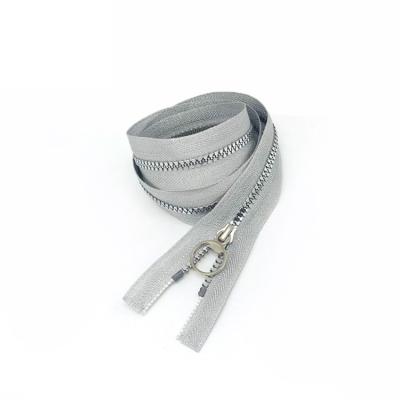 China Resin Zipper Fine Workmanship Silver Polyester Plastic Zipper Own Brand Automatic Lock With Zipper Length Factory Price Custom Hot Selling for sale