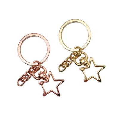 China Factory Design Free Hot Sale Metal Star Heart Shape Multi Color Customize Keychain Keychain Keychain Electroplating Color for sale