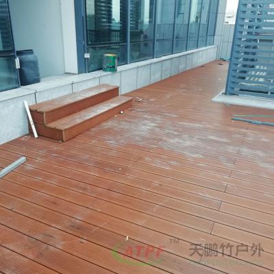 China Carbonisering Bamboe Plain Decking Boards 200mm Breed ODM Te koop