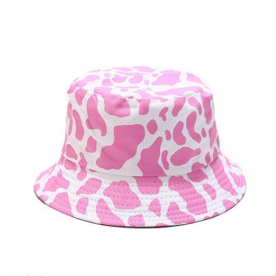 China Parasol RTS Heart Printed Pattern Cotton Cloth Hats Girls Fashion Outdoor Bucket Hats for sale