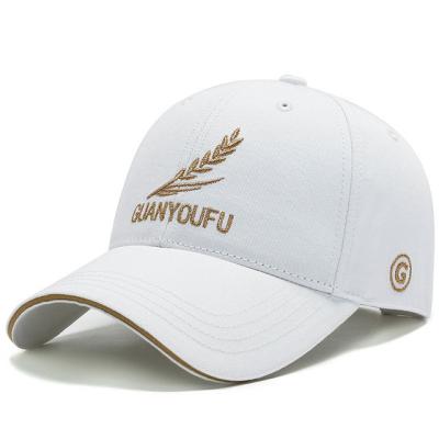 China JOINT Logo Custom Brim Gold Thread Embroidery White Sports Hats Caps Hats Sandwich Brim Hats for sale