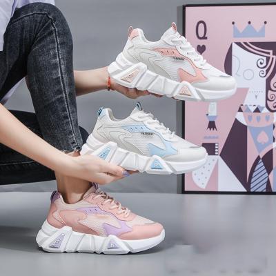 China CUSHIONING Breathable Mesh Thick Sole Ladies Sneakers Casual Shoes Fashion Trendy 2021 Women Shoes for sale