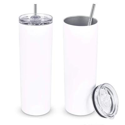 China Eco - Friendly 20oz Skinny White Straight Sublimation Masks Stainless Steel Tumblers With Metal Straws for sale