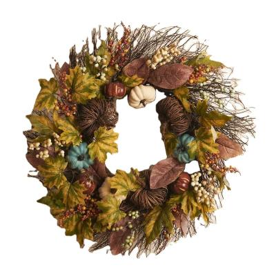 China American Artificial Pumpkin Sunflower Natural Festival Harvest Pinecone Christmas Wreath for sale