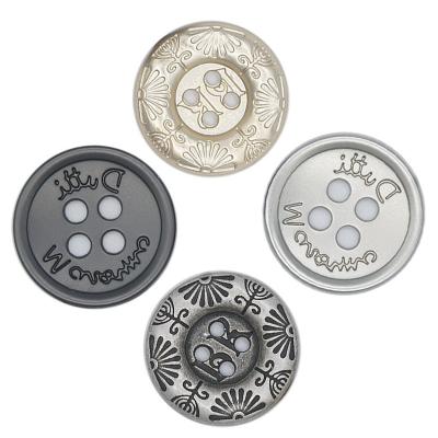 China Factory Viable Logo Popular 4 Hole Metal Lady Sewing Buttons For Custom Shirt for sale