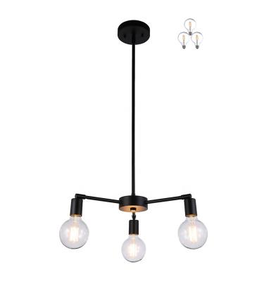 China Modern Modern Pendant Lighting , Hanging Light Black Chandelier 3 Light With LED Bulbs for sale