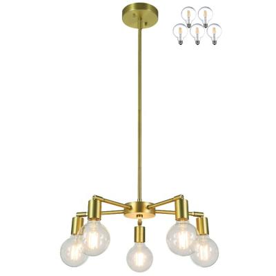 China Mid Century Modern Adjustable Satin Pendant Light Brass Sputnik Chandelier For Living Room for sale