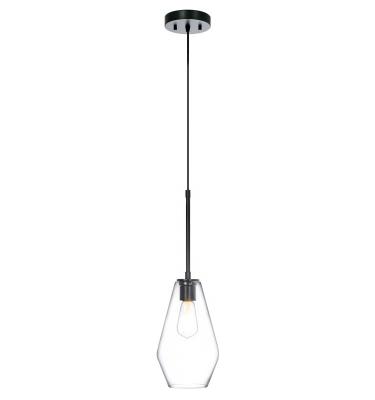 China Simple Adjustable Mini Pendant Light Clear Glass Pendant Matte Black Ceiling Pendant Light Single Bulb Kitchen for sale