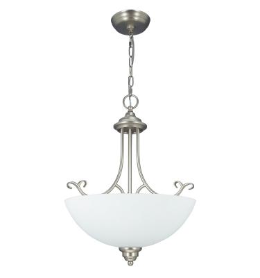 China Bulb Included 3 Light Modern Satin Nickel Chain Chandelier Bowl Pendant Lights For Living And Dining Room for sale