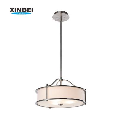 China Lighting Height Can Be XiNBEi Adjustable 3 Lights Home Decorative Pendant Lighting Brushed Nickel Drum Pendant Light for sale