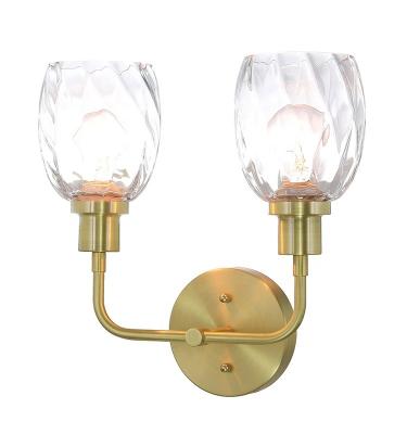 China Decorative Mission Bedside Reading Wall Light, Contemporary 2 Light Indoor Wall Lamp, Brass Glass Bathroom Vanity Wall Light for sale