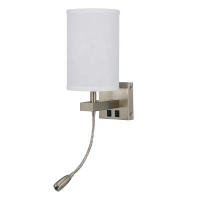 China Modern Modern Home Hotel Guest Room Brushed Nickel Wall Sconce Headboard Reading Wall Light for sale