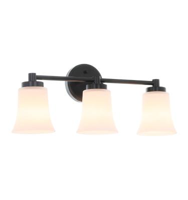 China Matte Black 3 Modern Lights Wholesale White Glass Wall Light For Home And Bathroom for sale