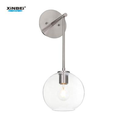 China Factory Wall Lamp Bathroom Vanity Sconce Modern Indoor Decorative Glass Light Brushed Nickel Brushed Nickel for sale