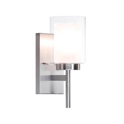 China Modern Lighting Modern Factory Bath Sconce Vanity Light, Indoor Wall Lamp With Glass Brushed Nickel for sale