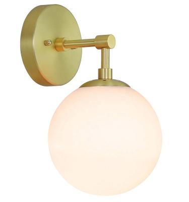 China Modern Indoor Glass Wall Light Globe Sconce Wall Brass Vintage Bathroom Vanity Light for sale