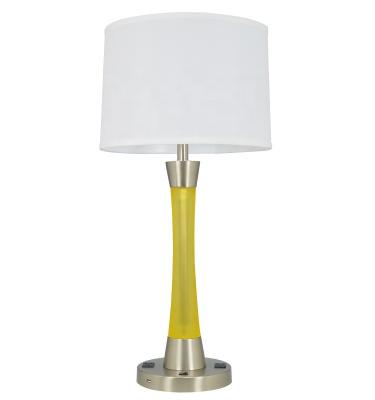 China Resin Boby Popular USB Desk Lamp Hotel Bedroom Reading Lights Yellow Decorative Brushed Nickel Table Lamp for sale