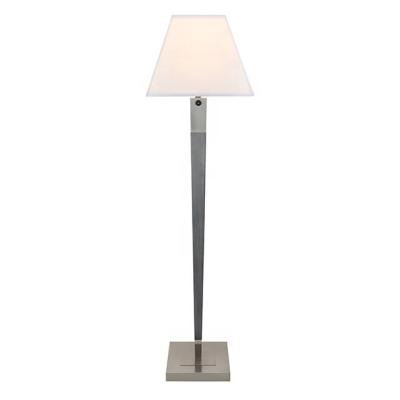 China Modern Nickel Standing Hotel Floor Lamp Indoor Brushed Floor Lamp With Fabric Shade for sale