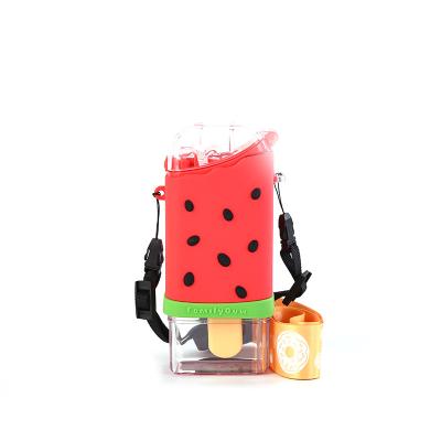 China Cute Creative Square Watermelon Cup Water Bottle Ice Cream Cartoon Donut Stocked Portable Leakproof Kettle With Straw for sale