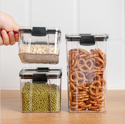 China 3 PCS BPA Cereal Snack Jars Airtight Storage Container Clear Plastic Dry Seal Box Reusable Free Open Easy Viable Set for sale