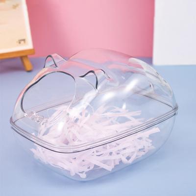 China Viable cartoon hamster plastics bathroom toilet bunny bath bath urine sand transparent splash-proof for sale