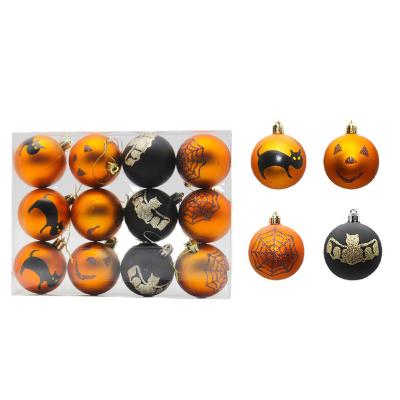 China Plastic Kids Halloween Decoration Set Cartoon Pumpkin Face Halloween Layout 6cm Plastic Ball Halloween Pendants for sale