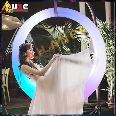 China Handmade Outdoor Amusement Plaza Park Villa Balcony Decoration Circle Chair LED Moon Light Swing for sale