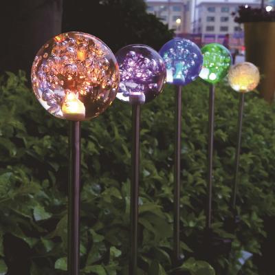 China IP65 RGB Color Solar Panel Glass Bulb Garden Cracked Path Solar Lawn Light Outdoor Waterproof Cracked Lawn Atmosphere Light for sale