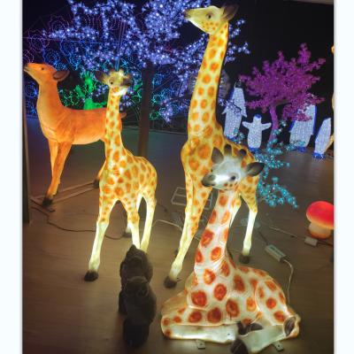 China China Alaner Customize Fiberglass Resin Life Size Animal Statues Design 3d Deer Led Pattern Lights for sale