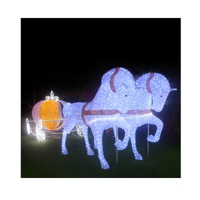 China Outdoor Festive Christmas Handmade Horsedrawn 3d Carriages Across Street Led Decoration Led Pattern Lights for sale