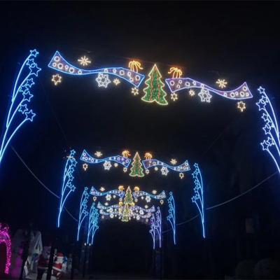 China Customized Colorful 3d Christmas Lighting Handmade Hanging Led Through Street Pattern Lights for sale